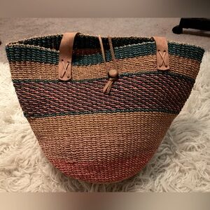 Vintage sisal woven market bag
